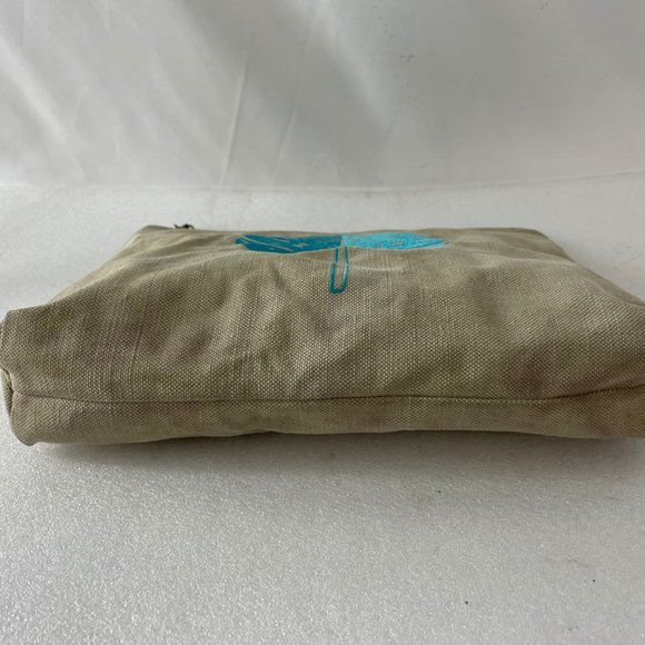 Jerome Gruet Beige Canvas Embroidered Leaf Pouch - Picture 6 of 11